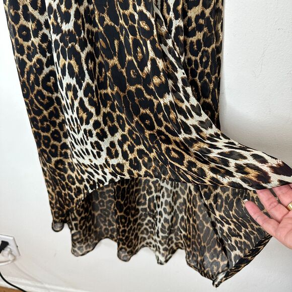 Xtaren Cheetah Print Strappy Hi-Low Open Side Sweetheart Neck Zip Back Dress S - Picture 3 of 14